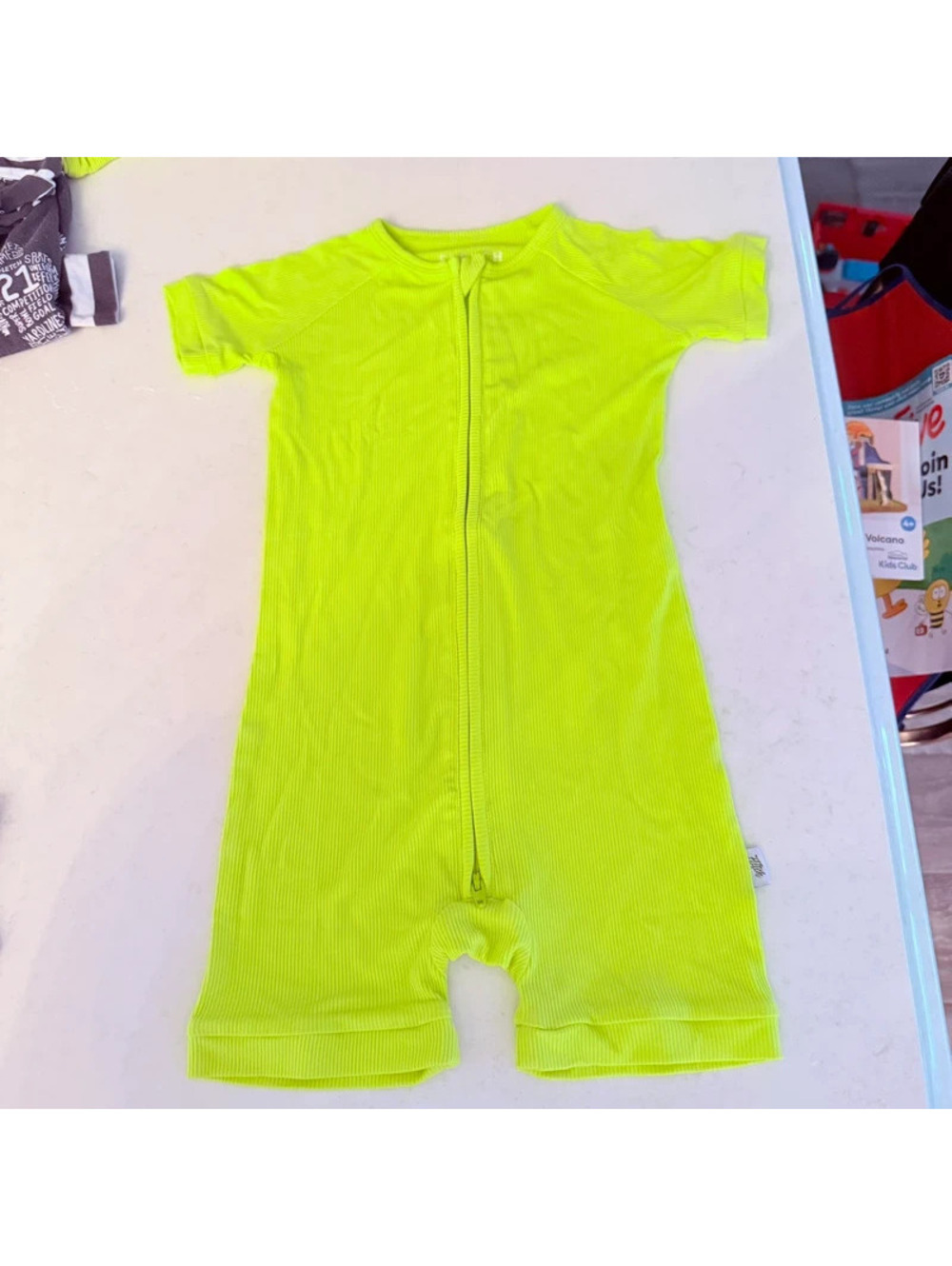 Fletch neon highlighter yellow ribbed bamboo shortie